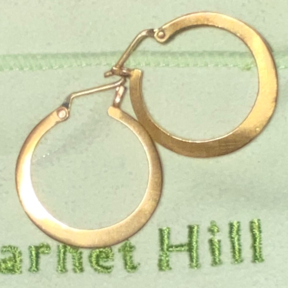 JANE DIAZ Artisinal Gold Plated Flat Hoops